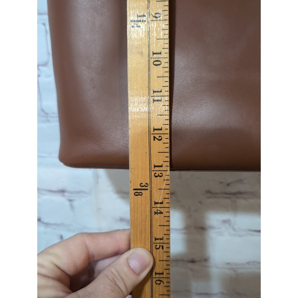 Everlane Soft Leather Shopper Tote Bag Brown Cognac Open Top 2 Handle 14 X 13 - Picture 10 of 17